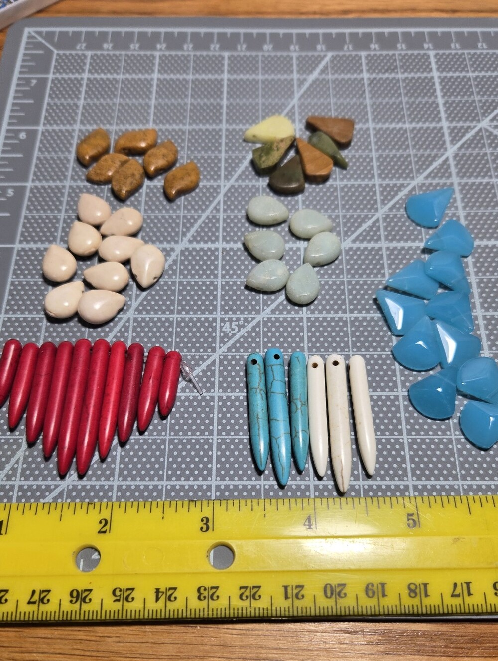 6- Gemstone 1 Glass Lots Beads Mixed Lot Destash Top drilled Nice Assortment